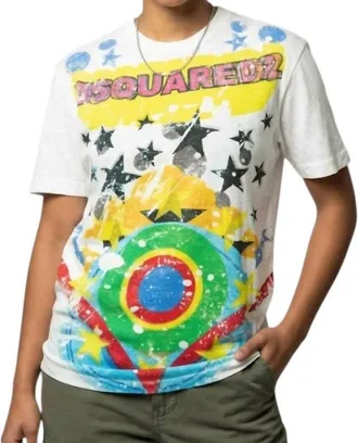 Dsquared2 Womens Splatter Star Print T-Shirt In White