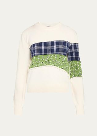 Loewe Patchwork Wool Knit Crewneck Sweater