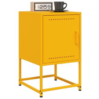 Berkfield Home Bedside Cabinets 2 pcs Mustard Yellow 36x39x60.5 cm Steel