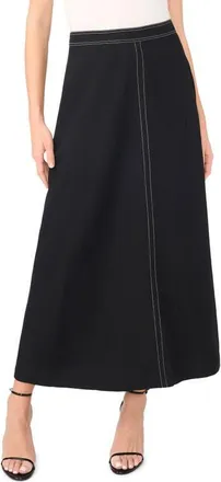 Vince Camuto Topstitch Flare Maxi Skirt in Rich Black at Nordstrom, Size X-Small