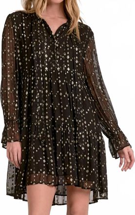 Elan Willa Woven Ruffle Mini Dress In Black