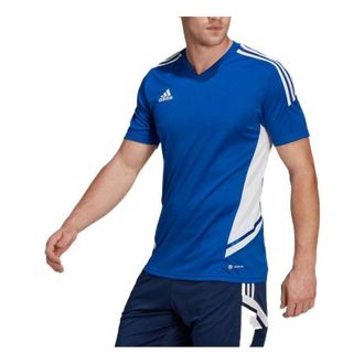 adidas Mens adidas Stripe Printing Logo Colorblock Short Sleeve Japanese Version Blue T-Shirt HA6285