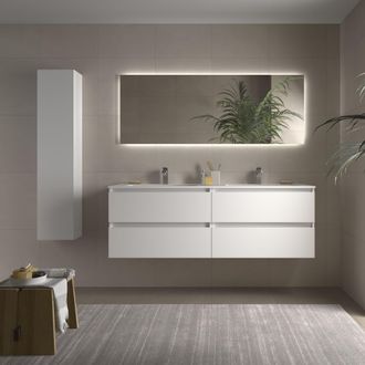 Cygnus Bath Salgar - Mueble Ba&ntilde;o Bequia 160cm Y Lavabo Mineralsolid Blanco 160x45x56