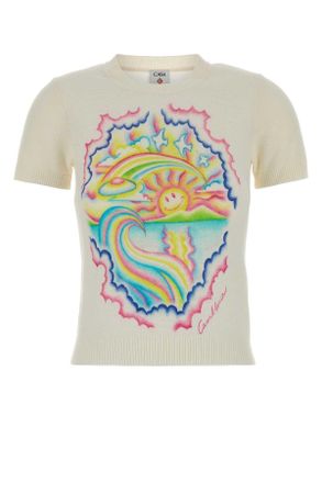 Casablanca Ivory Cotton Blend T Shirt