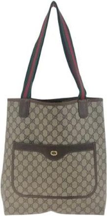 Gucci Pre-owned Tote Bags, female, Beige, Size: ONE SIZE Pre-owned Canvas gucci-bags