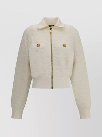 Balmain zipped tweed bomber batwing sleeves