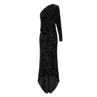 Elisabetta Franchi Gowns, female, Black, XS, Red Carpet Full Sequin Dress