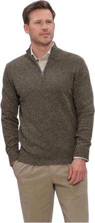 Profuomo Half Zip Pullover - Heren - Vesten met rits - Bruin - XL - Wol - Hoodies & sweatvesten
