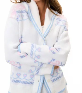 LoveShackFancy Womens Aribella Yacht Club Cardigan In Seaglass Kiss