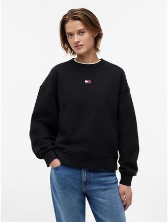 Tommy Hilfiger Womens Tommy Jeans Boxy Fit Sweatshirt - Black - XXS