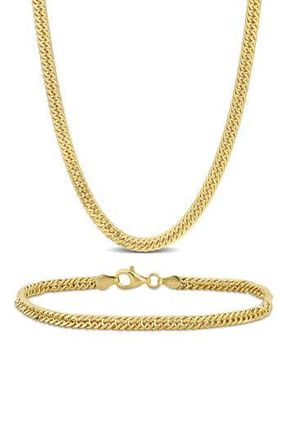 Delmar Double Curb Chain Bracelet & Necklace Set in Yellow at Nordstrom Rack