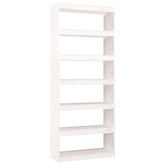 Berkfield Home Book Cabinet/Room Divider White 80x30x199.5 cm Solid Wood Pine