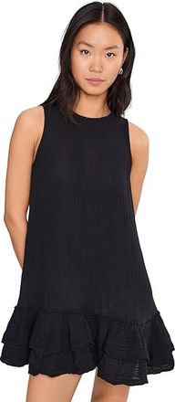 Michael Stars Dhaliah Ruffle Mini Dress Womens Dress Black : SM (US 4-6), Cotton