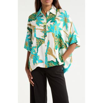 Diane Von F&uuml;rstenberg Diane Short Sleeve Woven Shirt in Marlene Batik Giant Ivory at Nordstrom Rack, Size Xx-Small