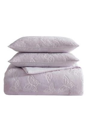Betsey Johnson Butterfly Embossed Comforter & Sham Set in Purple at Nordstrom Rack, Size Full/queen