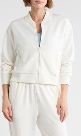 Yogalicious Second Avenue Full Zip Scuba Bomber Jacket in White Dove at Nordstrom Rack, Size X-Small