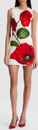 Alice & Olivia Wynell Floral Scuba Knit Minidress in Summer Poppy at Nordstrom, Size 12