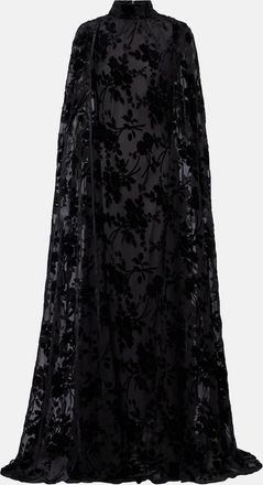 Rodarte Caped floral velvet devore gown