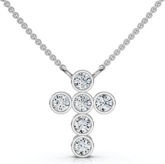 Pompeii3 1/5Ct Diamond Cross Small Pendant Lab Grown 18 Necklace EF/VS