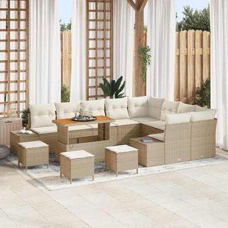 vidaXL Conjunto De Sof&aacute; De Jard&iacute;n 13 Pcs Beige Polirat&aacute;n Vidaxl