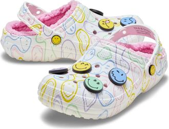 Crocs Smiley Classic Lined 211696-90H Clogs sWhite Casual Shoes JAX1208