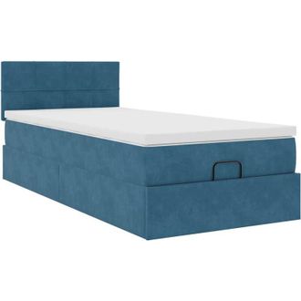 vidaXL Vidaxl - Estructura De Cama Otomana Colch&oacute;n Terciopelo Azul Oscuro