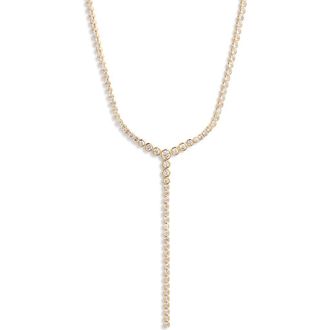 Nordstrom Graduated Bezel Cubic Zirconia Y Necklace in Clear- Gold at Nordstrom Rack