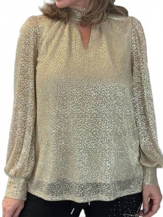 Skies Are Blue Clothing Leaves Long Sleeves Blouse In Gold