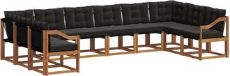 vidaXL Conjunto De Sof&aacute;s De Exterior 10 Uds. Natural Y Negro Vidaxl