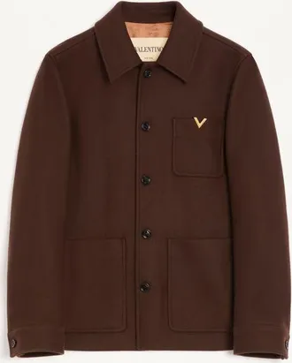 Valentino Valentino Wool Jacket With Vgold Man BROWN 44