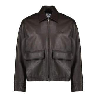 Courr&egrave;ges 2-Pocket Leather Jacket - male - Courr&egrave;ges - Leather Jackets - Brown - L - Jackets
