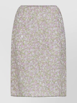 Prada skirt elastic waistband floral pattern lace trim