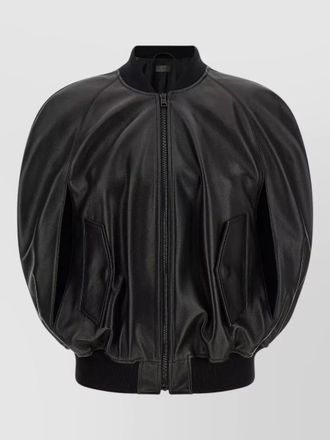 Balenciaga hooded bomber jacket leather finish