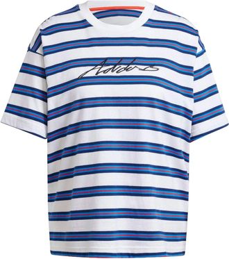 adidas Americana Stripes T-shirt Asia Sizing White Blue Red IR5822