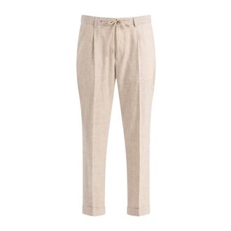 Gran Sasso Broeken, Heren, Beige, L, Wol, Flanellen broek met plooien