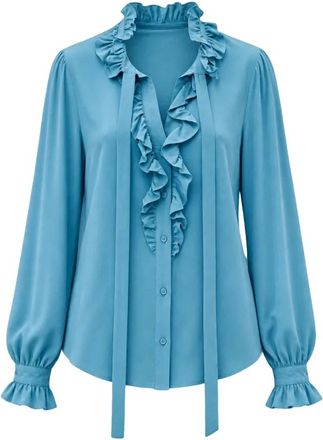 Ulla Johnson Catroux zijden blouse met lange mouwen - Dames - Blouses & Shirts - Blauw - Maat: M Zijde