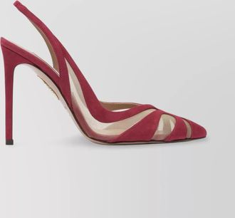 Aquazzura mesh panel pointed toe stiletto heel suede finish