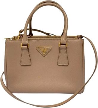 Prada Pre-owned Handbags, female, Beige, Size: ONE SIZE Pre-owned Galleria Saffiano 2way Shoulder Bag