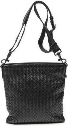 Bottega Veneta Pre-owned Womens Small Flat Messenger Shoulder Bag - Black - One Size