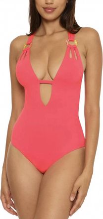 BECCA by Rebecca Virtue Womens Color Code Cut-Out One-Piece Swimsuit In Pink