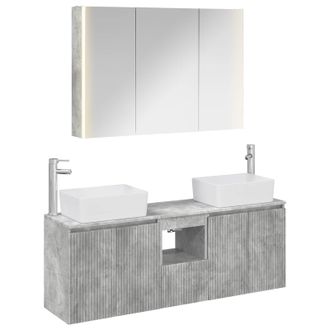 vidaXL Juego De Muebles De Ba&ntilde;o 4 Uds. Gris Hormig&oacute;n Vidaxl