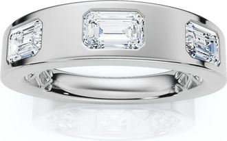 Pompeii3 1 1/2Ct Flush Set Emerald Cut Diamond Ring Stackable Band 14k Gold Lab Grown