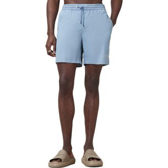 AllSaints Underground Logo Print Swim Trunks in Bondi Blue at Nordstrom Rack, Size Xx-Large