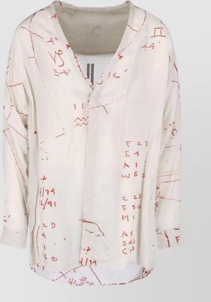 Rick Owens shirt abstract print longline hem v neckline
