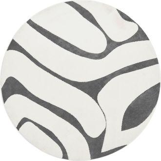 Beliani Alfombra Para Sal&oacute;n Estilo Moderno Forma Redonda Jacquard 160 X 230 Cm Pelo Largo Gris/blanco Hartz