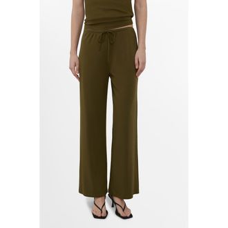 Mango Straight Leg Knit Pants in Khaki at Nordstrom, Size X-Small