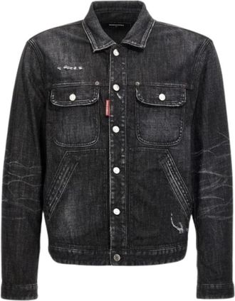Dsquared2 Mens Easy Wash Jean Jacket Black Cotton - Size Medium