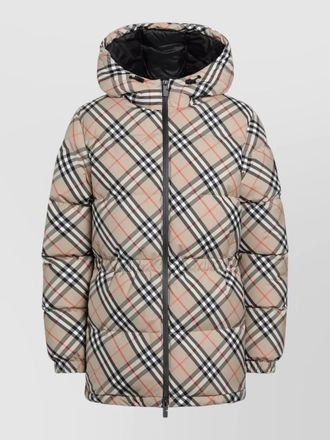 Burberry quilted hooded jacket elasticated cuffs drawstring waist