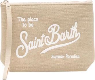 MC2 Saint Barth Clutches, female, Beige, Size: ONE SIZE Aline Canvas Pochette