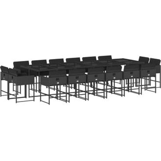 vidaXL Set De Muebles Jard&iacute;n 17 Pzas Con Cojines Rat&aacute;n Sint&eacute;tico Negro Vidaxl
